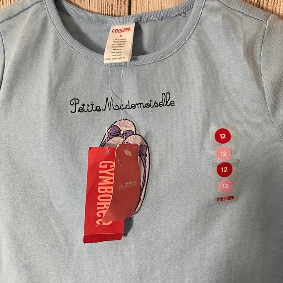 Gymboree Petite Mademoiselle Blue Ballet Slippers T-shirt FLAW nwt Size 12 - Picture 4 of 6
